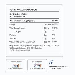 Nutrova Magnesium+D3 Bioavailable Magnesium Bisglycinate Chelate with Vegan Vitamins D3 image 3