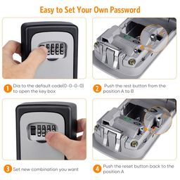 VIPREKHO Key Lock Box Wall Mounted, 4 Digit Combination Lock Box For House Key Weatherproof Safe Security Key Storage Lock Box For Outside Realtors Garage Spare Keys | 1 Pcs image 5