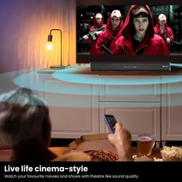 Portronics Sound Slick 5 80W Bluetooth Wireless Soundbar with LED Display, 3.5mm Aux-in, Supports USB, Optical Input Port, Remote Control(Black) image 4