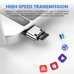 verilux Micro SD Card Reader Mini Type C Card Reader TF Card Reader with Keychain USB C to Micro SD SDHC SDXC OTG Memory Card Reader Compatible with Laptops, MacBook Pro, Galaxy Note 20 S20 image 2