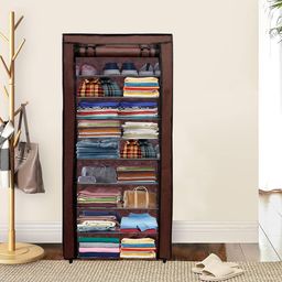 RAXON WORLD 9 Layer Brown Space-Saver Collapsible Wardrobe: Maximize Your Space with Style image 5