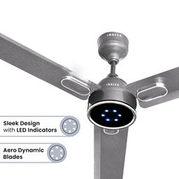 INALSA BLDC Ceiling Fan 1200mm Aero Swift Luxe|Ceiling Fan with Remote Control Timer/Boost Mode|BEE 5 Star Rated Energy Efficient|Low Noise|High Air Delivery|LED Indicator|3 Yr Warranty on Motor,Grey image 5