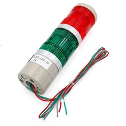 Hanutech Multivolt Industrial 2 Tier Signal Light Column LED Alarm Round Tower Light Indicator Continuous Light Warning Light Red Green AC DC Multivolt for Security image 1