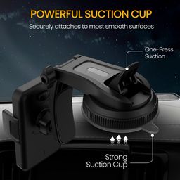 Portronics Clamp M5 Car Phone Holder Stand with Grip Rotation, Strong Hold, Suction Cup Mount, Single Hand Use, Shockproof Build, Mobile Stand for Car (Black) image 3