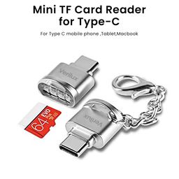 verilux Micro SD Card Reader Mini Type C Card Reader TF Card Reader with Keychain USB C to Micro SD SDHC SDXC OTG Memory Card Reader Compatible with Laptops, MacBook, Samsung Galaxy Note 20 - Silver image 4