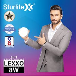 Sturlite Lexxo 8W (3in1) Round LED Surface Light| Warm, Neutral & Cool White Color Temperature | 640 Lumens with CRI Tech for Accurate Color Representation - (Pack of 1) LED Bulb image 2
