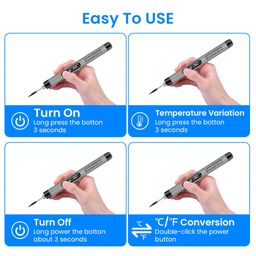 serplex Serplex® LCD Soldering Iron Tool Kit with Carry Case Rechargebale 1000mAh Cordless Soldering Iron Pen Adjustable Temperature Handheld Soldering Iron Kit for Electronics Repairing, DIY Assemble image 3