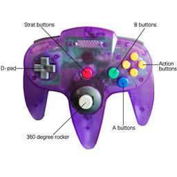 ZeroStory Classic N64 Controller, Wired N64 Controller Joystick with 5.9 Ft N64 AV Cable for N64 Video Game Console (Sapphire Blue and Transparent Purple) image 2