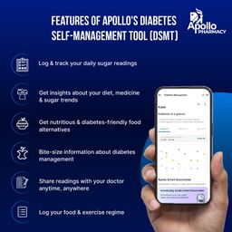 (New Launch) Apollo Smart Glucometer With Complimentary 25 Strips + App, Bluetooth Enabled, Access to Diabetes Self Management Tool with Doctor Chat Assist Plan, Complimentary Apollo Circle membership, Complimentary 100 Health Credits, Lifetime Warranty, Easy Report Sharing image 3