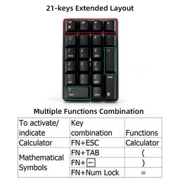 Qisan Mechanical Numeric Keypad Wireless Bluetooth Keypad GATERON Red Switch 21 Keys Mini Numpad Portable Keypad Extended Layout Magicforce for for Financial Cashier Securities-Black image 5