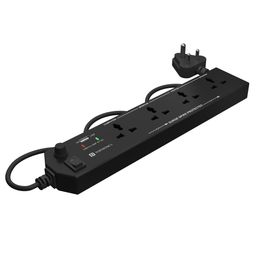 Portronics Power Plate 4 Extension Board with 4 Universal Sockets, USB Charging Port, 1.5 Meter Long Cord, 1500 Watts, Child Safety Shutter, 3 Pin Multi Plug for Home Appliances (Black) image 1