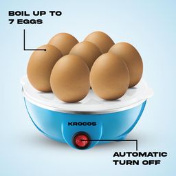 krocos Electric Egg Boiler & Poacher | Fast Steaming & Boiling, Cooks Up to 7 Eggs (Soft, Medium, Hard) | Automatic Shut-Off, 1 Year Warranty, Designed in Korea (Blue) image 2