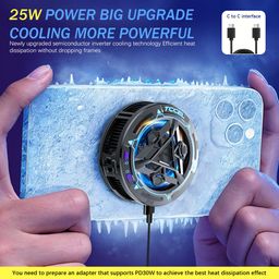 zorbes ZORBES® Phone Cooler Gaming Fan, Phone Cooler for Gaming with 3 Level Modes, RGB LED Gaming Mobile Cooler Fan with Clips, Phone Radiator USB Heat Dissipator for iPhone Android Smartphone and for iPad image 3