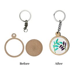 Embroiderymaterial 8-Inch Embroidery Kit for Beginners with MDF Key Rings (Round Shape)– Includes Floral Designs, Needles, Cutter, Threads, Hand-Printed Fabric, and Instruction Guide image 3