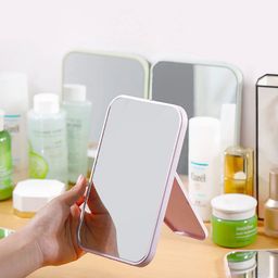 leeonz Table Desk Vanity Makeup Mirror, Portable Folding Mirror with Stand 90°Adjustable Rotation Travel Make Up Mirror for Shower Shaving (Blue) image 3