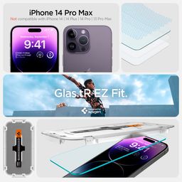 Spigen Ez Fit Tempered Glass Screen Protector For Iphone 14 Pro Max Smartphone - 2 Pack (Sensor Protection) image 2