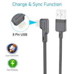 Portronics Konnect L 1.2M Fast Charging 3A 8 Pin USB Cable with Charge & Sync Function for iPhone, iPad (Grey) image 2