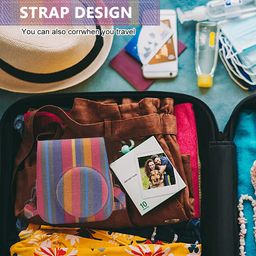 Instax Mini 11 Case Cover, Protective Camera Case for Fujifilm Instax Mini 11, Color Striped Easy Install Bag with Removable Shoulder Strap & Top Cover for Intex Camera Mini 11 Mini 8 Mini 9 image 5
