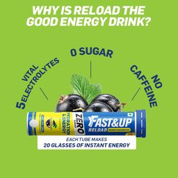 fast&up Reload Zero - Zero Sugar Instant Energy & Hydration Drink - Ice Current Flavour - 20 Effervescent Tablets image 4