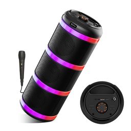 pTron Fusion Theatre 60W Karaoke Bluetooth Party Speaker with Punchy Stereo Sound, Rhythmic RGB Lights, 3m Wired Mic, 6H Playtime, 5 Equalisers, BT/USB/SD Card Playback & Type-C Charging (Coal Black) image 1