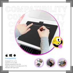 Wacom Intuos Bluetooth CTL-6100/K0-CX Digital Graphics Pen Tablet for Drawing (Black) Medium (10.4-inch x 7.8-inch) | Battery Free Pen with 4096 Pressure | Compatible with Windows, Mac & Android image 5