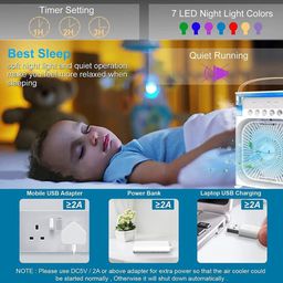 generic pOrTaBlE aIr cOoLeR 3-iN-1 mInI aIr cOnDiTiOnEr | pErSoNaL cOoLiNg dEvIcE fOr hOmE & oFfIcE | eNeRgY-eFfIcIeNt hUmIdIfIeR & fAn | qUiEt oPeRaTiOn | pAcK oF 1 bUlLeT pOiNtS image 4