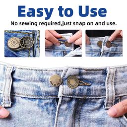 fapiwen 6 Pcs Extender Button Set, Adjustable Elastic Waist Extender Buttons, Invisible Collar Neck Extenders, No Sew Metal Collar Button Pregnancy Pant Extenders Elastic Spring Buttons for Jeans image 3