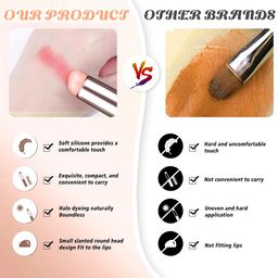 maycreate MAYCREATE® 2pcs Silicone Lip Applicator Brush Lip Balm Lipstick with Dustproof Cap for Lip Gloss Tint Mask Concealer Applicator Pink X 3 image 5