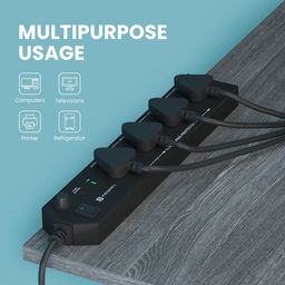 Portronics Power Plate 10 Extension Board with 4 Universal Sockets, 3 Meter Long Cord, 1500 Watts, 6 Amp Multi Plug for Office & Home Appliances (Black) image 3