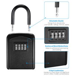 amir Wall Mounted Key Lock Box - New Version Weatherproof 4 Digit Combination Safe With Removable Shackle, 5 Keys Capacity for Indoor Outdoor Use, Small Size 3.66 Inch image 5