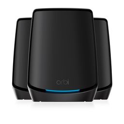 NETGEAR Orbi Tri-Band WiFi 6 Mesh System (RBK863SB) – Router with 2 Satellite Extenders, Coverage up to 8,000 sq. ft, 100 Devices, 10 Gig Internet Port, 1 Year Armor Subscription, AX6000(Up to 6Gbps) image 1