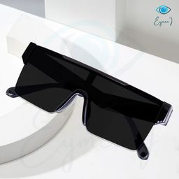 eymen i UV Protected Flat Top Oversized Rimless Sunglasses For Men And Women | Square Unisex Eyeglasses | Black image 3