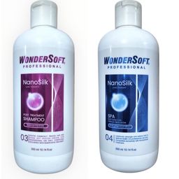 WonderSoft Professional NanoSilk Hair Care Set, Post Treatment Shampoo and SPA Emulsion, 300 ml Each Nano plastia Post and After Shampoo & Spa 600ml set For Home , Salon Use image 1