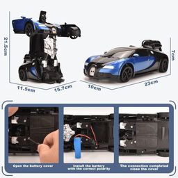 FAMOUS QUALITY® New Look Remote Converting Car to Robot; Robot to Car Toy; with Light and Sound for Kids; Pack of 1 (Red_Blue) image 5