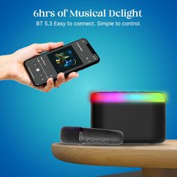 pTron Newly Launched Fusion Joy 20W Bluetooth Speaker with Wireless Karaoke Mic, 6Hrs Playtime, Vivid RGB Lights, Voice Effects, Multi-Play Modes BT5.3/TF Card/USB & Type-C Charging Port (Black) image 4