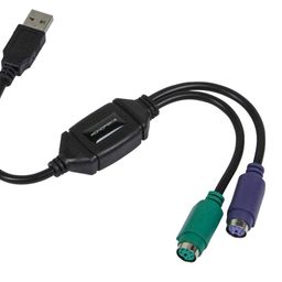 Monoprice PS/2 Keyboard/Mouse to USB Converter Adapter, Black (110934) image 1