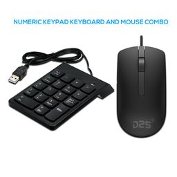 D25 USB Wired Numeric Keypad & USB Mouse Combo, Plug and Play Mini USB Number Pad Keyboard and Mouse combo with USB 2.0 for Laptop Desktop PC Notebook image 2