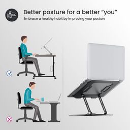 Portronics My Buddy K9 - Portable Laptop Stand - Adjustable Elevation Levels - Ventilated Anti-Slip Design - 360-degree Rotating Base(Black) image 4