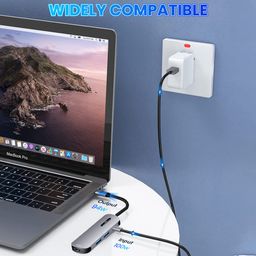 verilux Verilux® USB C HUB 4 in 1 USB C to HDMI Adapter with 4K@30Hz HDMI, 2.0/3.0 USB Adapter Multiple Port, PD 100W & USB C Data Port USB Type C Hub for Laptop, MacBook Pro Air 20CM USB Hub Long Cable image 4