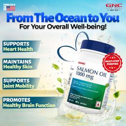 GNC 1000MG Salmon Oil for Men & Women | 60 Softgels | Rich Omega-3s with EPA & DHA | Relieves Joint Ache | Promotes Healthy Heart | Supports Memory | Protects Eye Health | Formulated in USA image 2