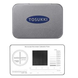 TOSUKKI Multifunction Microscope Micrometer Calibration Ruler Slide，Microscope Reticle Micrometer/Microscope Calibration Grid/Microscope Camera Calibration Slide/Micrometer Ruler for Microscope image 2