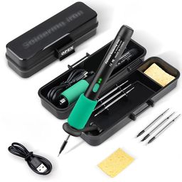 Serplex® Cordless Soldering Iron Kit with Toolbox 5V 15W Soldering Pen with 260-450°C Adjustable Temperature, 8s Fast Heat-up, 650mAh USB Cordless Soldering Iron Kit with 3 Soldering Iron Tips image 1
