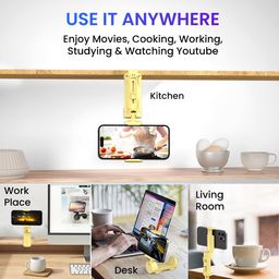 Portronics Mobot Clip Mobile Holder with 360° Adjustable Angles, Light Weight, Pocket Friendly, Mobile Stand for Table/Video Recording/Vlogging, Compatible with 4.5 to 6.9 inch Smartphones(Yellow) image 4
