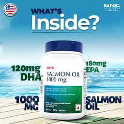 GNC 1000MG Salmon Oil for Men & Women | 60 Softgels | Rich Omega-3s with EPA & DHA | Relieves Joint Ache | Promotes Healthy Heart | Supports Memory | Protects Eye Health | Formulated in USA image 3