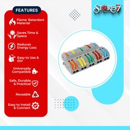 STORE77® 5Pcs Compact Lever Wire Nut Connector (5 in 10 Out), Splicing Wire Connector, Universal Quick Wiring Cable Connection Push-in Conductor Terminal Block. image 2