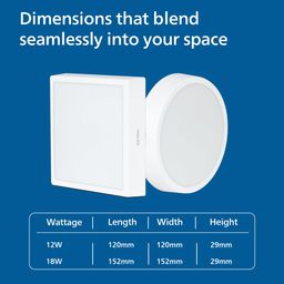 PHILIPS 12 Watt Round Slim Surface Ceiling Light | LED Downlighter for Both Normal & False Ceiling | Colour : Warm White, Pack of 1 image 3