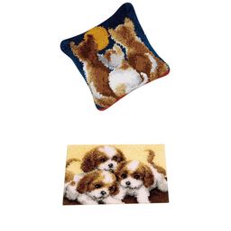 bnf® Puppy & Kitten Latch Hook Kits Pillows Making Material Package for Beginners | Latch Hooking Kits | Latch Hooking | Rug Making | Needlecrafts & Yarn image 1