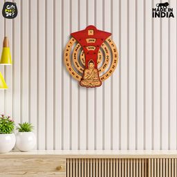 gift kya de GKD Calendar 2025 Wall Hanging Perpetual Calendar Wooden Circular Round Shape Calendar for Infinite Lifetime Best for Wall Decor and New Year Gifts (Gautam Buddha Red & Bamboo) image 2
