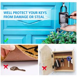 amir Upgraded Wall Mounted Key Lock Box - Weatherproof 4-Digit Combination Safe With 5 Keys Capacity - Indoor Outdoor Lockbox With Removable Shackle, Small Size 3.66inch (Silver) image 2