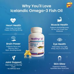 Healthyr-U Icelandic Omega-3 Fish Oil | 1000 mg Omega 3 Fish Oil for Men & Women with EPA & DHA | Supports Heart, Brain, Eye & Joint Health |(60 Capsules), 100 grams image 4